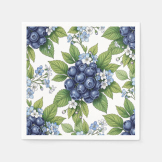Vintage Blueberry Blossom Botanical Pattern Napkin