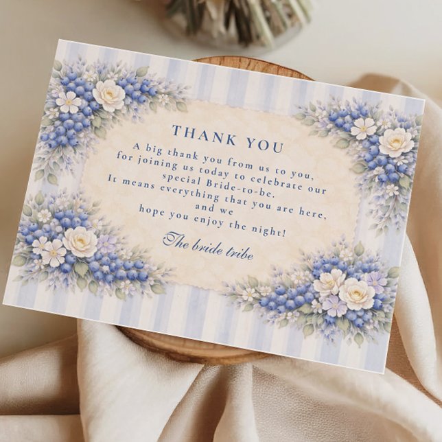 Vintage Blueberry Blossom Bridal Shower Thank You Card (Creator Uploaded)