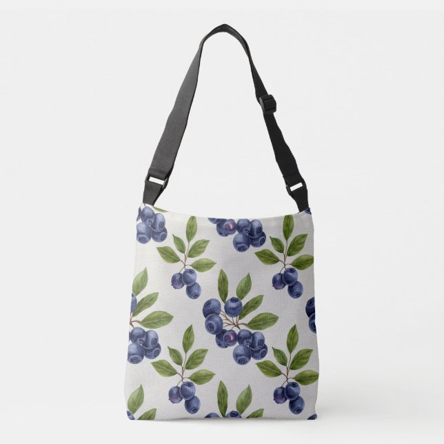 Vintage Blueberry Botanical Seamless Crossbody Bag (Front)