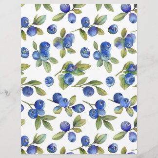 Vintage Blueberry Pattern Paper Sheet Stationary