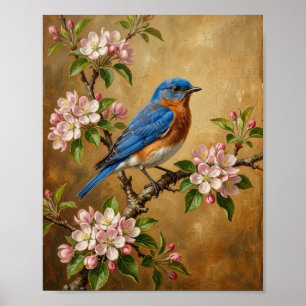 Vintage Bluebird Botanical Blossom I Poster