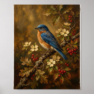 Vintage Bluebird Botanical Blossom II Poster