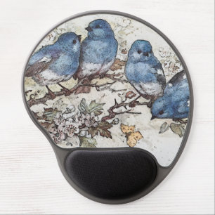 Vintage bluebird illustration cute birds nature  m gel mouse mat