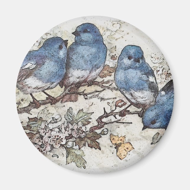 Vintage bluebird illustration cute birds nature  magnet (Front)
