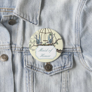 Vintage Bluebird Love Birds Wedding Badges