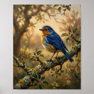 Vintage Bluebird Orchard Portrait I Poster