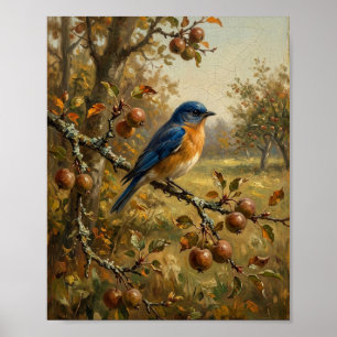 Vintage Bluebird Orchard Portrait II Poster