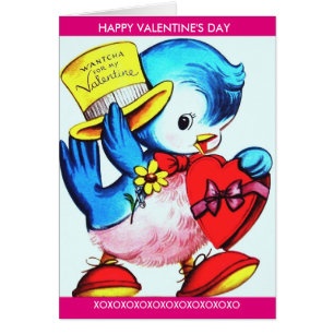 Vintage Bluebird, Top Hat, & Heart Valentine
