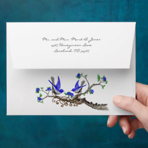 Vintage Bluebird Wedding Invitation Envelopes