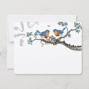 Vintage  Bluebirds Blooming Branch Wedding RSVP Card