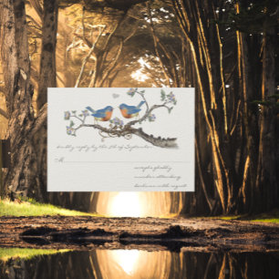 Vintage  Bluebirds Blooming Branch Wedding RSVP Card