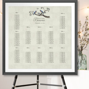 Vintage Bluebirds Coral and Blue Seating Chart