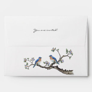 Vintage Bluebirds Coral Flowers Envelopes