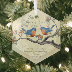 Vintage Bluebirds Maid of Honour Ornaments