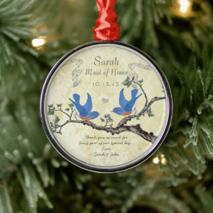 Vintage Bluebirds Maid of Honour Ornaments