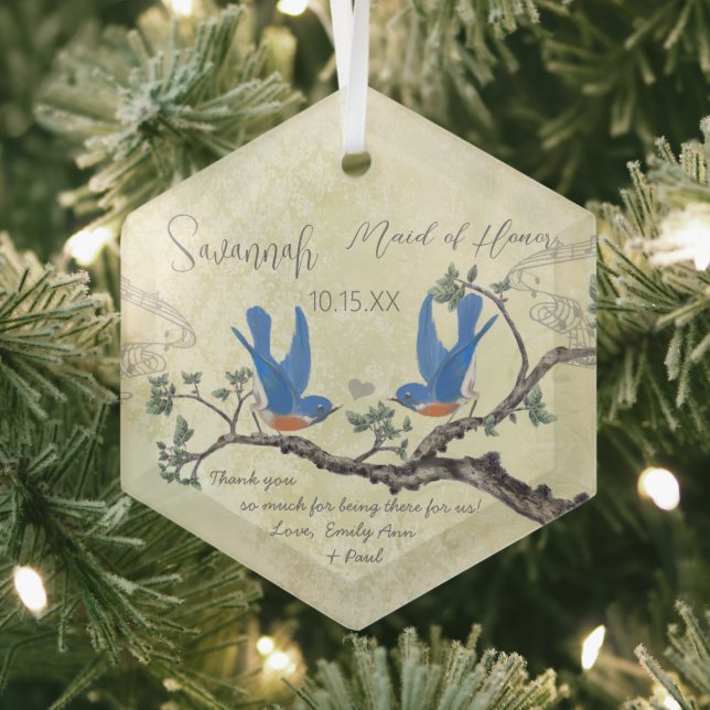 Vintage Bluebirds Maid of Honour Ornaments (Insitu)