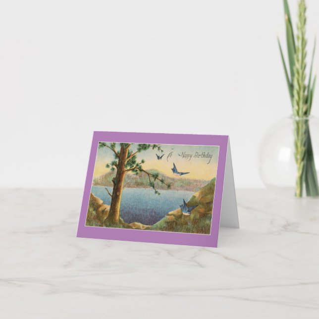 Vintage Bluebirds Mum Birthday Card (Front)