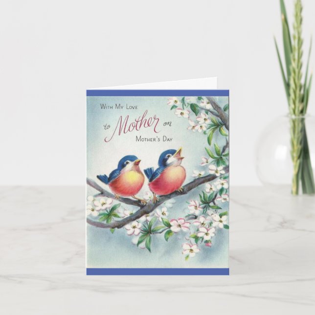 Vintage Bluebirds of Happiness Mother's Day Card (Front)