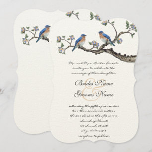 Vintage Bluebirds Wedding Invitations
