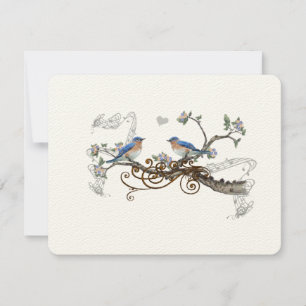 Vintage Bluebirds Wedding RSVP Card