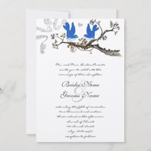Vintage Bluebirds Yellow & Purple  Wedding Invite