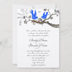 Vintage Bluebirds Yellow & Purple  Wedding Invite
