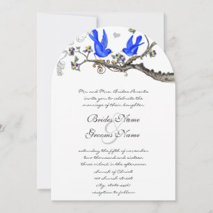 Vintage Bluebirds Yellow & Purple  Wedding Invite
