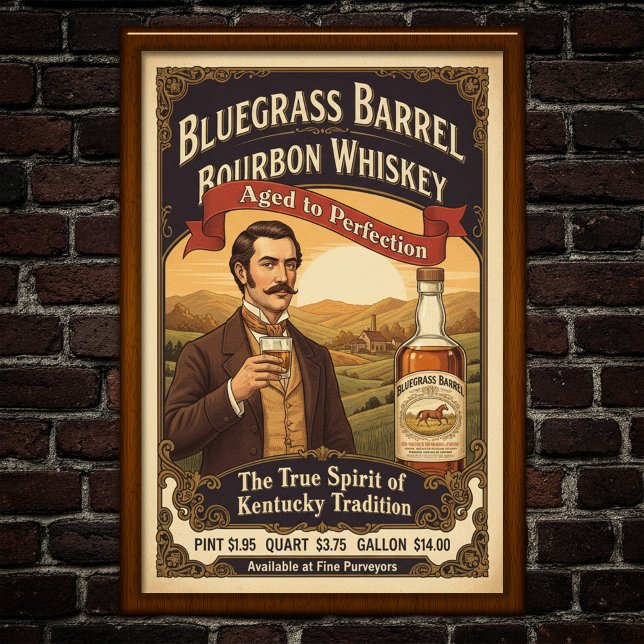 Vintage Bluegrass Bourbon Advertising Poster (Creator Uploaded)