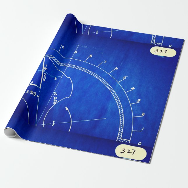 Vintage Blueprint Diagram No. 327 Wrapping Paper (Unrolled)