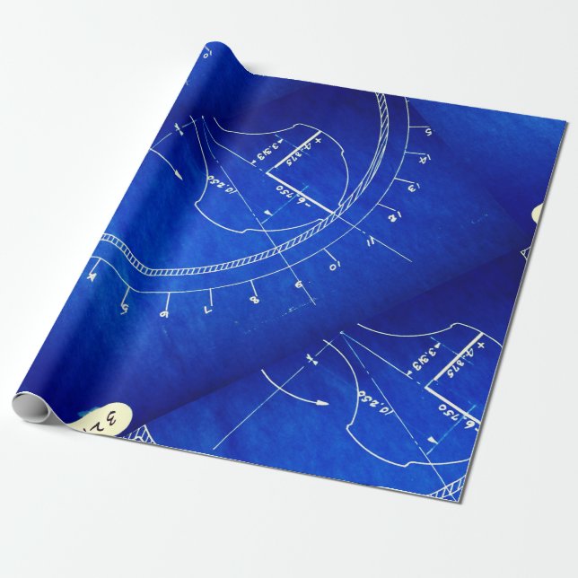 Vintage Blueprint Diagram No. 327 Wrapping Paper (Unrolled)
