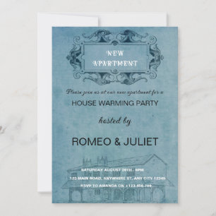 Vintage Blueprint Homewarming Invitation