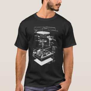 Vintage Blueprint Phonograph Vinyl Player Retro Ch T-Shirt