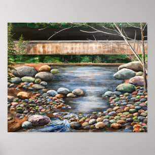 Vintage Blues & Earth Tones Acrylic LANDSCAPE Poster