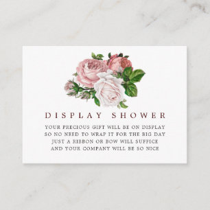 Vintage Blush and Burgundy Baby Display Shower Enclosure Card