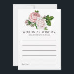 Vintage Blush and Burgundy Floral Bridal Advice<br><div class="desc">Vintage blush pink and burgundy roses bridal shower advice for bride-to-be cards with accents of ivory white.</div>