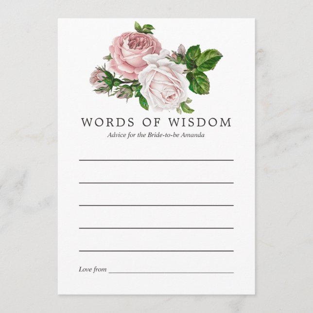 Vintage Blush and Burgundy Floral Bridal Advice (Front)