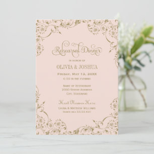 Vintage Blush Antique Flourish Rehearsal Dinner Invitation