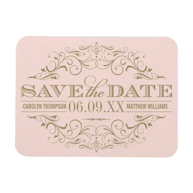 Vintage Blush Antique Flourish Save the Date Magnet (Horizontal)