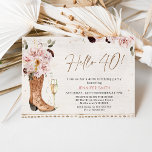 Vintage Blush Boho Floral Cowgirl 40th Birthday Invitation<br><div class="desc">Vintage Blush Boho Floral Cowgirl 40th Birthday Invitation

Cowgirl boot hello 40 birthday invitation in a rustic style with faint watercolor background and decorative border.  This rustic country themed girl birthday invitation also features a champagne glass and modern calligraphy heading.</div>