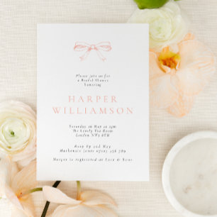 Vintage Blush Bow Bridal Shower Invitation