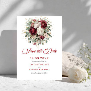 Vintage Blush Burgundy Floral Save The Date
