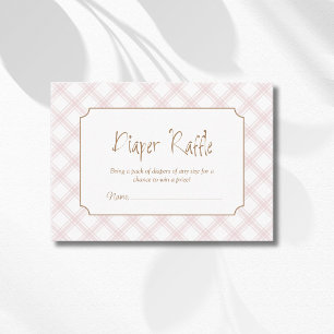 Vintage Blush Chequered Diamond Diaper Raffle Enclosure Card
