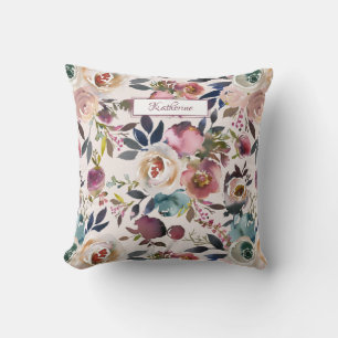 Vintage Blush Cream Blush Floral Custom Watercolor Cushion