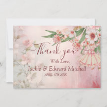 Vintage Blush Dress Wedding Thank You