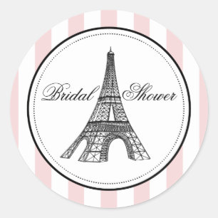 Vintage Blush Eiffel Tower Paris Bridal Classic Round Sticker