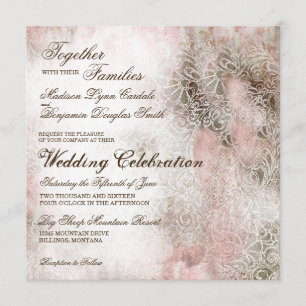 Vintage Blush Elegant Rustic Wedding Invitations