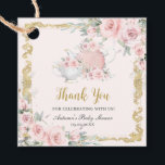Vintage Blush Floral High Tea Party Baby Shower  Favour Tags<br><div class="desc">Personalise these vintage tea party swing tags labels easily and quickly. Simply click the Edit Using Design Tools button to further edit the text, wording, font style, font size, font colour, add more text, move or remove some images. Featuring a set of pretty vintage teapot and tea cup, beautiful blush...</div>