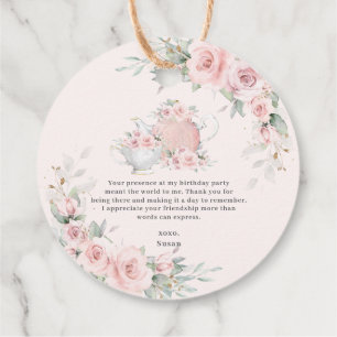 Vintage Blush Floral High Tea Party Birthday Party Favour Tags