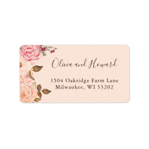 Vintage Blush Floral Return Address Label