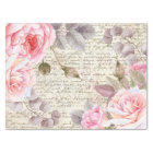 Vintage Blush Floral Roses Old Letter Decoupage